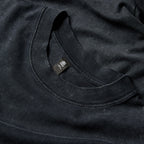 Black stone-washed heavyweight tee detail photo showing garment texture