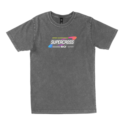 Front view of the Dirtside Co 50 Years of Supercross graphic tee