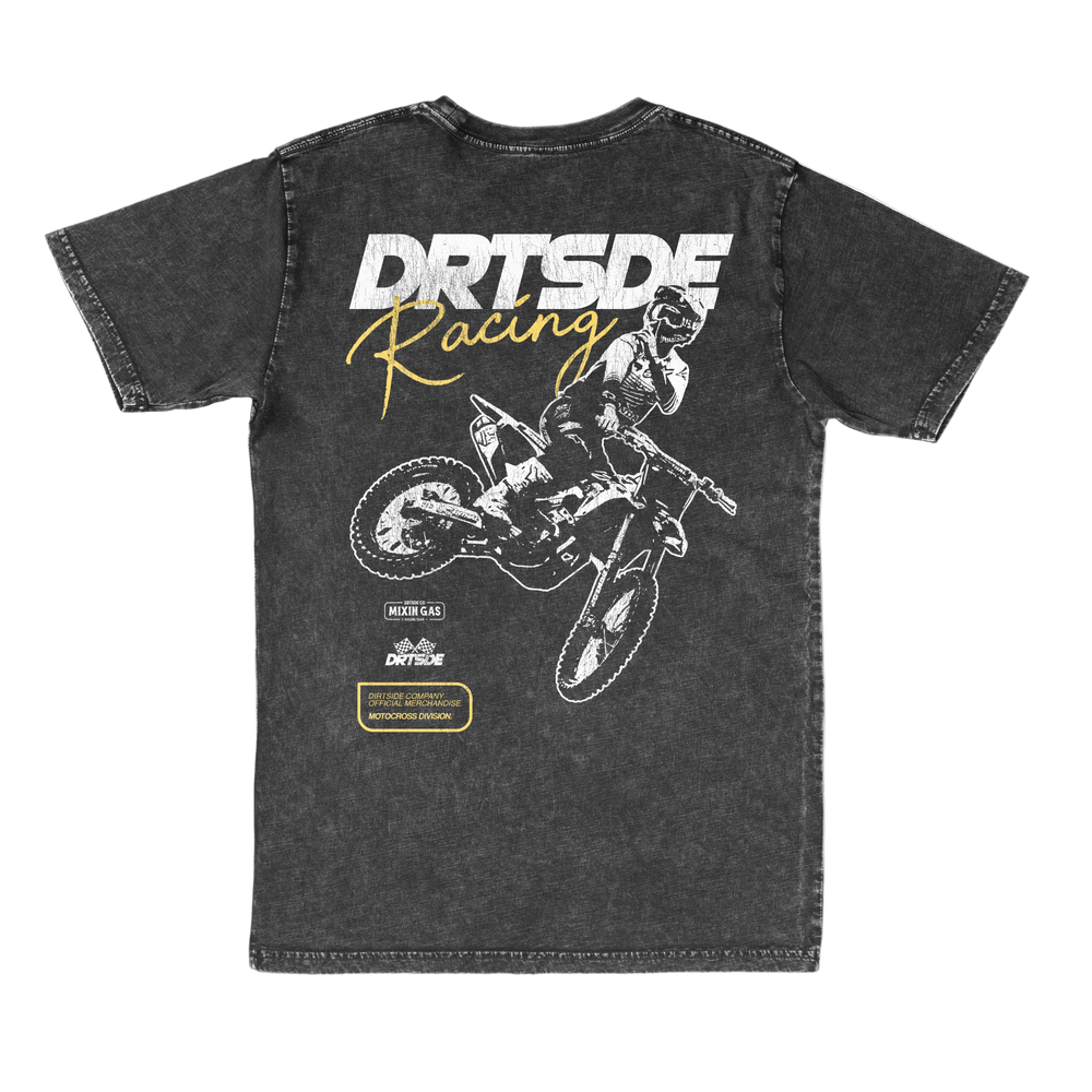 Back view of the DRTSDE Racing heavyweight graphic tee